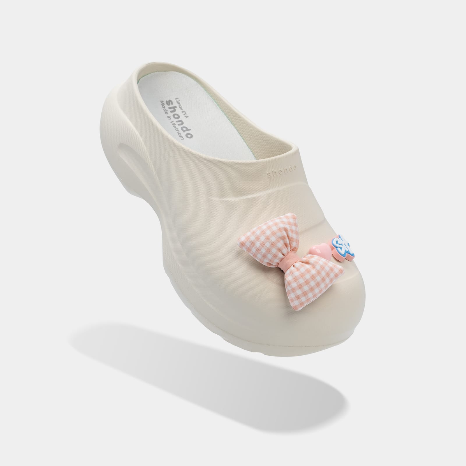 Clog MULE CHIC Limax đế cao nữ trắng kem
